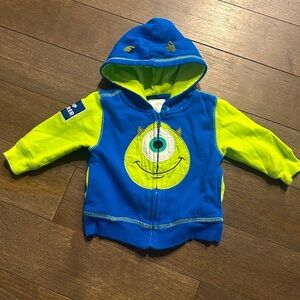 Disney store exclusive monsters‎ inc hoodie size 6-12 M